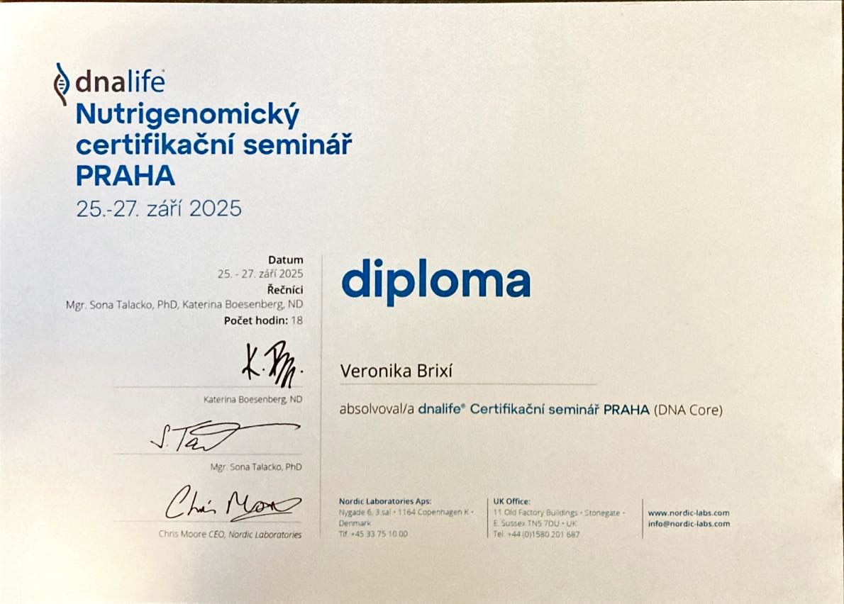 Certifikát — DNA Life